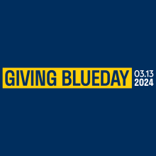 Photo with the words Giving Blueday with the date for the giving day of March 13th, 2024 